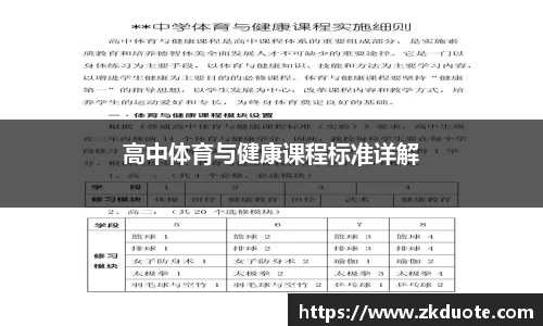 高中体育与健康课程标准详解