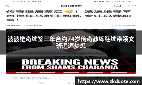 波波维奇续签三年合约74岁传奇教练继续带领文班追逐梦想